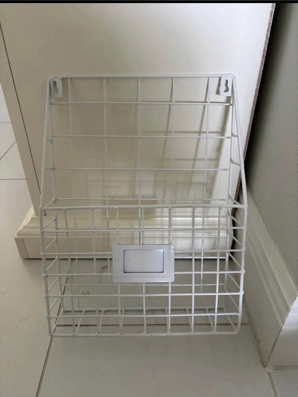 White Wire Wall-Mount Storage Basket